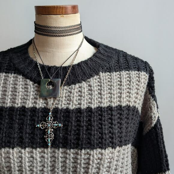 Vintage Striped Chunky Knit Sweater Slouchy Oversize Grandpa Cosby Sweater Large - Picture 6 of 8